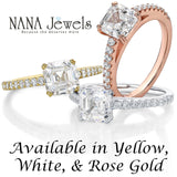 Nana Jewels Asscher Cut Cathedral Solitaire Engagement Ring 7Mm (2Ct) Pure Brilliance Zirconia - Sterling Silver, 10K Or 14K Gold