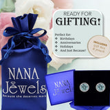 NANA Jewels Round Halo Simulated Aquamarine Pure Brilliance Zirconia Earrings & Necklace in Solid Sterling Silver