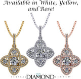 Central Diamond Center 4 Points Dancing Gemstone Pendant Necklace in Sterling Silver & Pure Brilliance Zirconia CZ