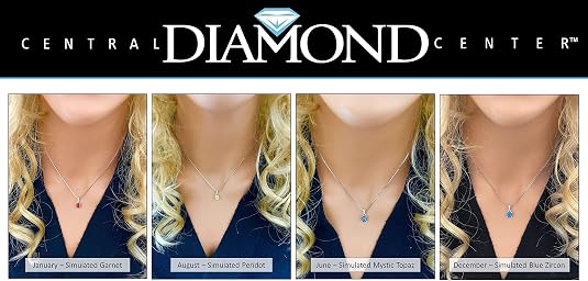 Lucita Simulated Birthstone Necklaces with Solid 14K Gold Posts & Sterling Silver Basket