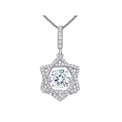 Model wearing Sterling Silver Star of David Necklace.