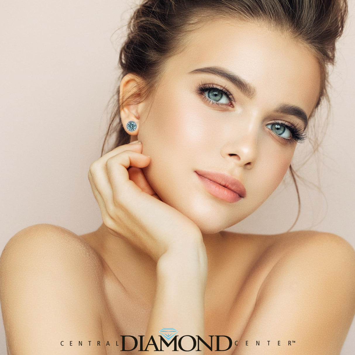 NANA Jewels Round Halo Simulated Aquamarine Pure Brilliance Zirconia Earrings & Necklace in Solid Sterling Silver