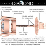Diamond Stud Earrings CVD Lab Grown Diamonds solid 14K post & Silver basket, 7 or 9 Stone Cluster