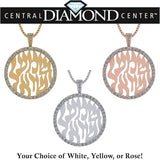 Central Diamond Center Shema Israel Partial Hebrew Prayer Pendant Necklace in Sterling Silver w/ Pure Brilliance Zirconia CZ