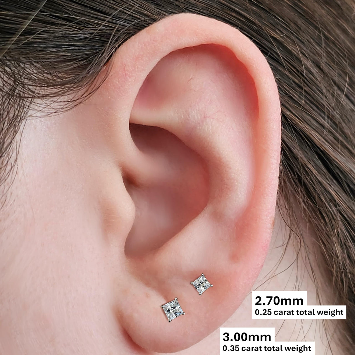 0.20ct-0.30ct CVD-Lab-Grown Diamond Stud Earrings (E-F, VS-SI), Solid 14K Gold & Silver, Threaded or Friction Post