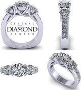 Central Diamond Center 3 Stone Past Present Future Ring your choice Gold-Silver Cz-2.50ctw & 3.50ctw