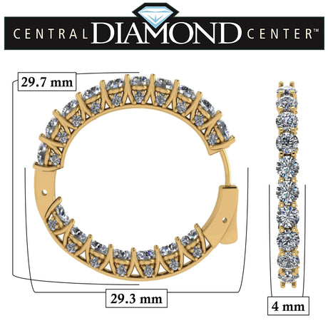 Central Diamond Center Zsa Zsa Oval or Round Hoop Earrings Solid 925 Sterling Silver w/Pure Brilliance Zirconia, Simulated Diamond Hoops