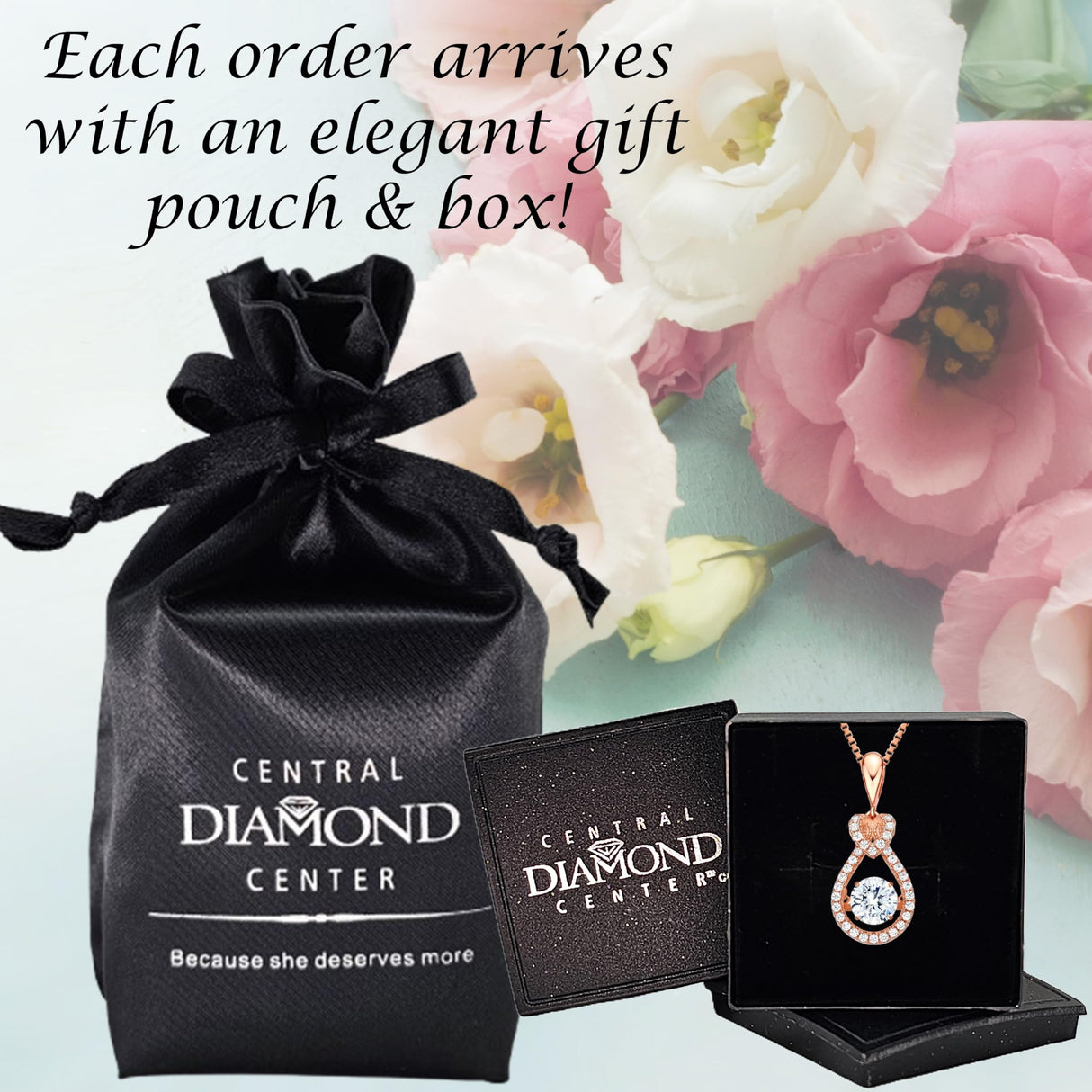 Heart & Pear Dancing Gemstone Necklace for Women 925 Sterling Silver & Pure Brilliance Zirconia