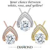 Central Diamond Center Ultimate Omega Dancing Gemstone Necklace in 925 Sterling Silver w/Pure Brilliance Zirconia