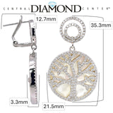 Central Diamond Center Sterling Silver Tree of Life Pendant Necklace or Earrings with CZ and Mother of Pearl – Gift for Women