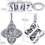 Central Diamond Center 4 Points Dancing Gemstone Pendant Necklace in Sterling Silver & Pure Brilliance Zirconia CZ