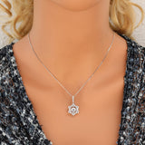 Star of David Dancing Gemstone Necklace in 925 Sterling Silver w/ Pure Brilliance Zirconia CZ