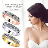 NANA Jewels Asscher Cut Simulated Diamond Ring 1.00ctw 6 Stone Wedding Band, Sterling Silver 10K/14K Gold