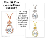 Heart & Pear Dancing Gemstone Necklace for Women 925 Sterling Silver & Pure Brilliance Zirconia