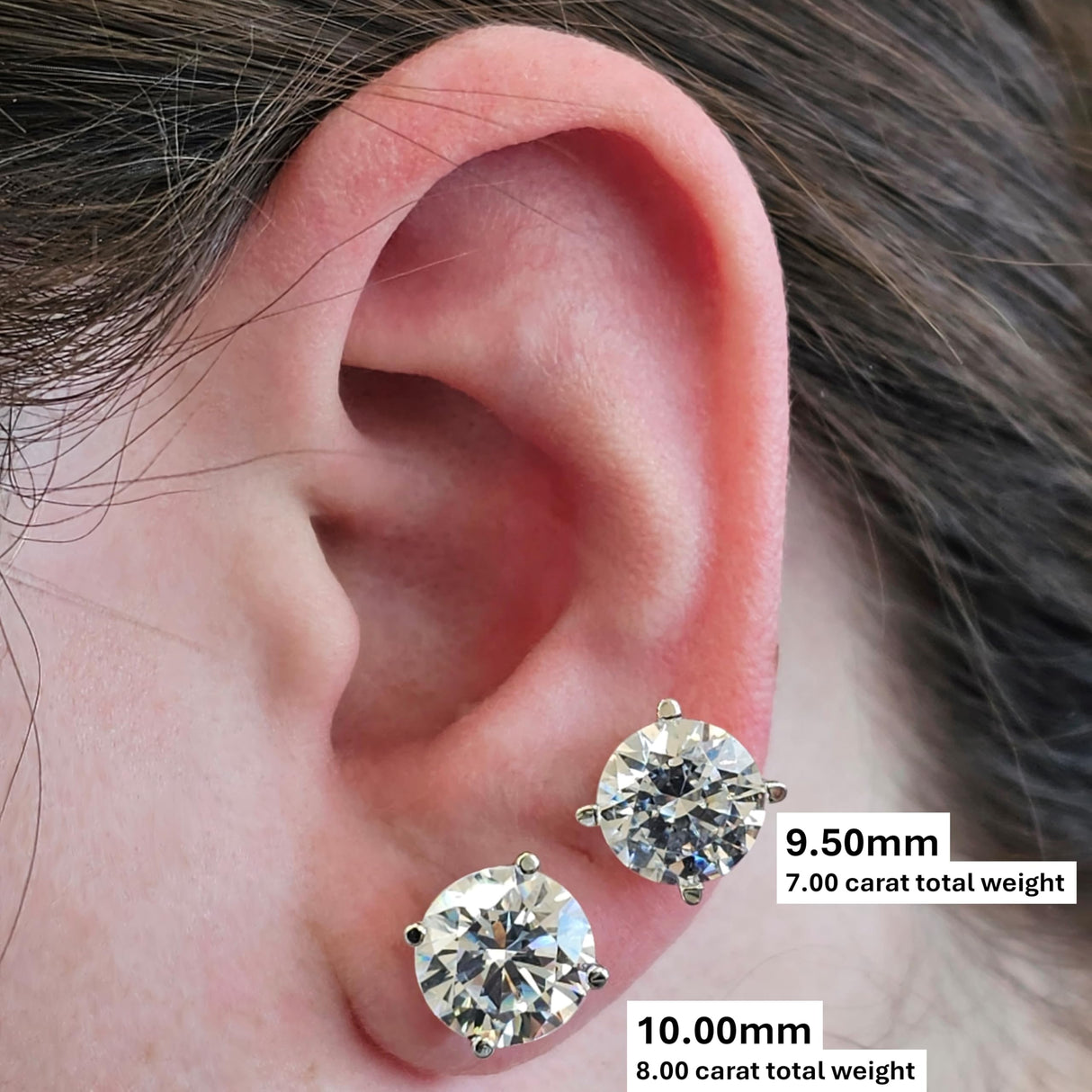 Central Diamond Center 14K Hypoallergenic Solid Gold Post Swarovski Zirconia Stud Earrings-Premium Comfort, No Irritation-Classic Gift for Sensitive Ears (Various Sizes)