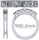 NANA Jewels Asscher Cut Simulated Diamond Ring 1.00ctw 6 Stone Wedding Band, Sterling Silver 10K/14K Gold