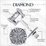 Diamond Stud Earrings CVD Lab Grown Diamonds solid 14K post & Silver basket, 7 or 9 Stone Cluster