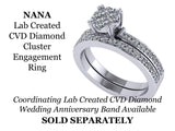 CVD Diamond Engagement Ring 10k Gold 9 stone Cluster. Looks like a solid 1-1.5-2carat diamond Solitaire