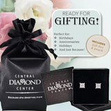 14K Gold Posts & Sterling Silver Princess Cut CZ Stud Earrings w/Pure Brilliance Zirconia, 1.50-4.00ctw
