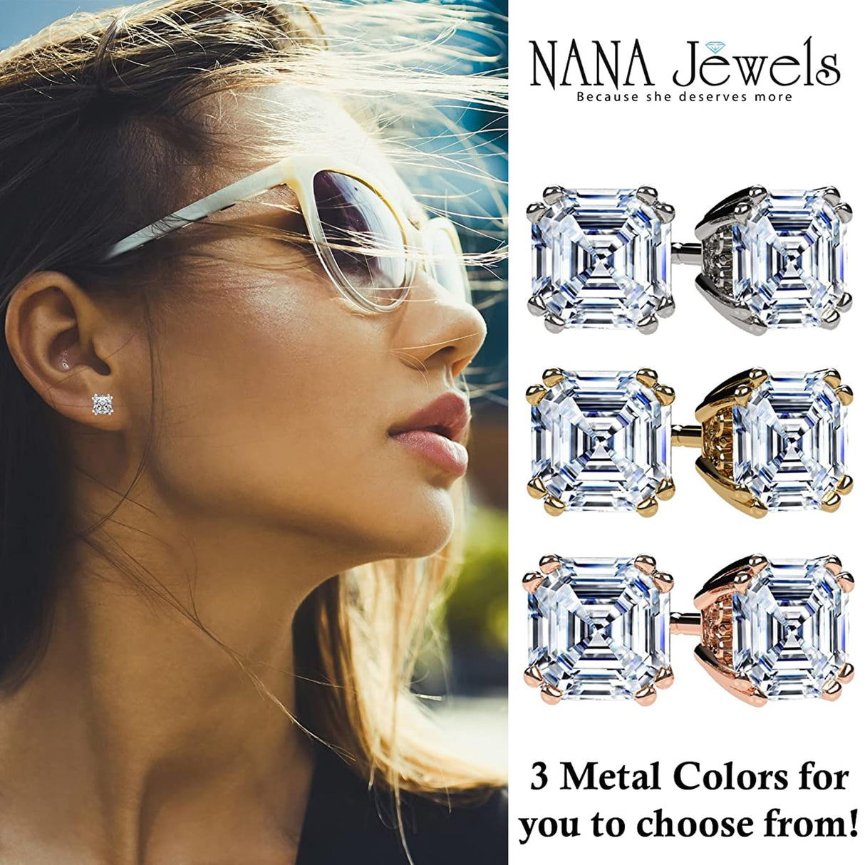 Simulated diamond earrings with 14K gold posts