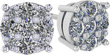 Detail of multi-stone cluster setting in silver basket.