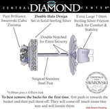 Round Halo Stud Earrings 0.85cttw-4.50cttw in Sterling Silver w/Pure Brilliance Zirconia, Hypoallergenic