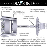 Diamond Stud Earrings CVD Lab Grown Diamonds solid 14K post & Silver basket, 7 or 9 Stone Cluster