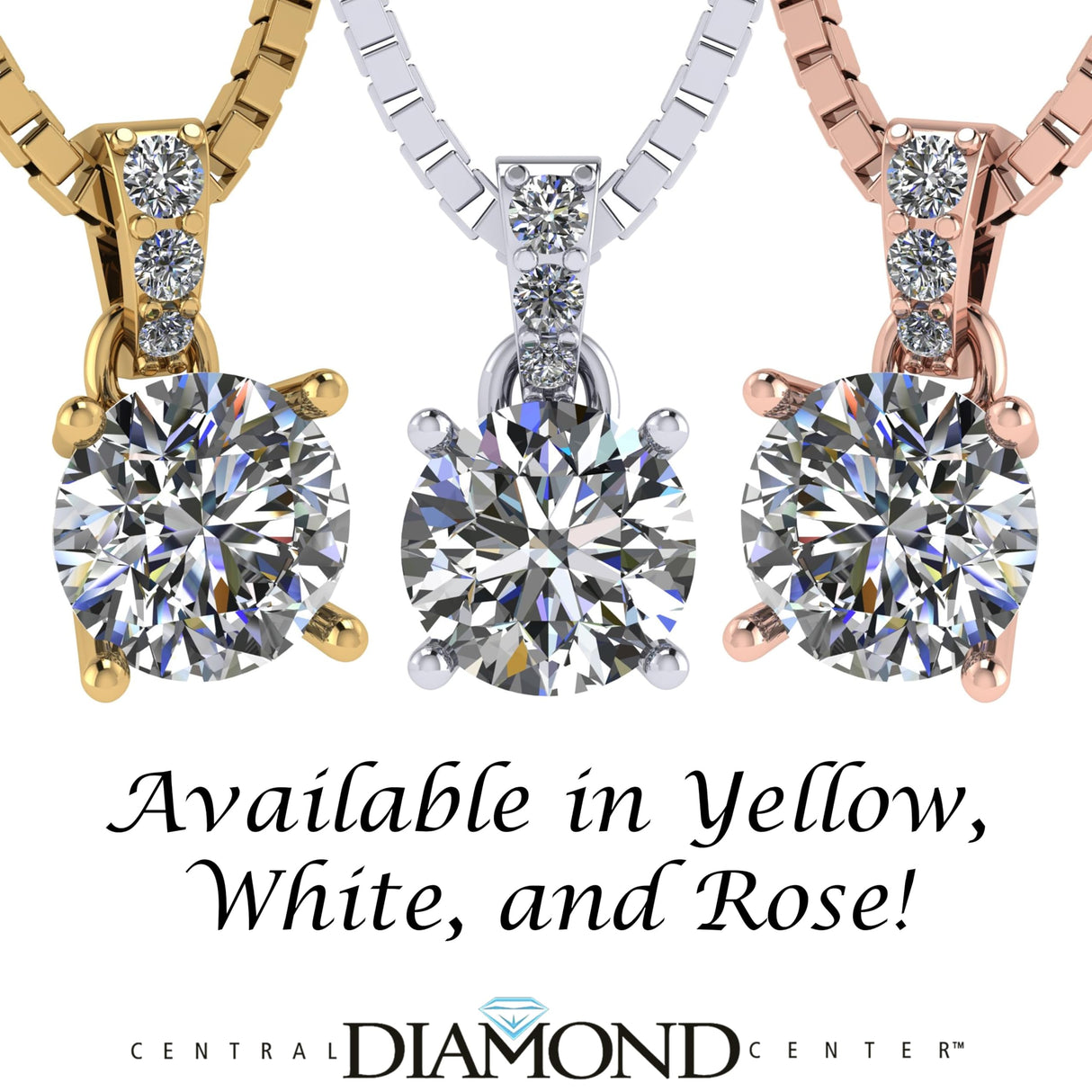 4 Prong Round Solitaire Simulated Diamond Necklace in Solid Sterling Silver with Pure Brilliance Zirconia
