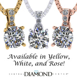 4 Prong Round Solitaire Simulated Diamond Necklace in Solid Sterling Silver with Pure Brilliance Zirconia