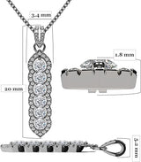 Central Diamond Center Elegant Vertical Tower Pendant Necklace with Sparkling Round Stones – Statement Jewelry for Women – Gift for Anniversary, Birthday, Valentine’s – Fashion Jewelry for Women