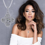 Central Diamond Center 4 Points Dancing Gemstone Pendant Necklace in Sterling Silver & Pure Brilliance Zirconia CZ