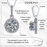 Round Simulated Diamond Solitaire Necklace/Pendant- Double Halo from 1 to 3 carat center- Sterling Silver