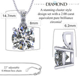 4 Prong Round Solitaire Simulated Diamond Necklace in Solid Sterling Silver with Pure Brilliance Zirconia