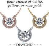 Central Diamond Center Horseshoe Dancing Gemstone Necklace, Sterling Silver w/Pure Brilliance Zirconia