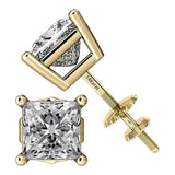 Central Diamond Center Princess Cut CVD Lab-grown Diamond Stud Earrings 14K solid Gold from 0.20ct to 2.00ct E-F VS-SI