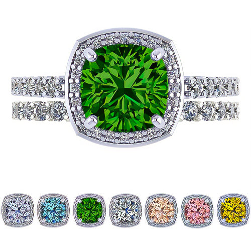 NANA Jewels Sterling Silver Cushion Cut Wedding Set Engagement Rings for Women - Choose Simulated Morganite, Citrine, Aquamarine & More