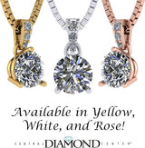 3 Prong Round Solitaire Simulated Diamond Necklace in Solid Sterling Silver with Pure Brilliance Zirconia