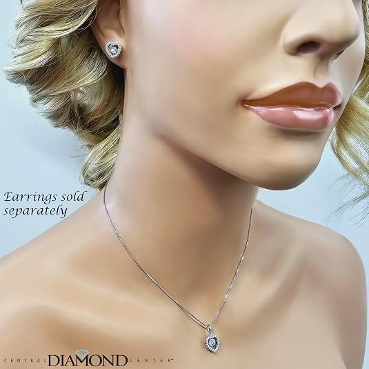Central Diamond Center Heart Dancing Gemstone Necklace for Women in 925 Sterling Silver w/Pure Brilliance Zirconia