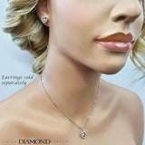 Central Diamond Center Heart Dancing Gemstone Necklace for Women in 925 Sterling Silver w/Pure Brilliance Zirconia