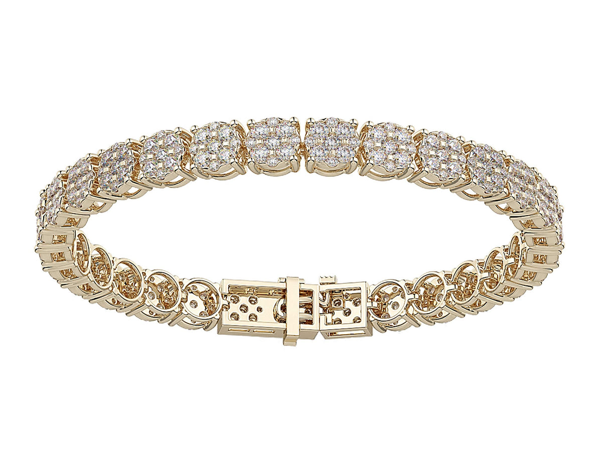 Lab Created CVD Diamond Cluster Tennis Bracelet 4ctw-7 1/2 ctw, 7 or 8" 10kt Gold
