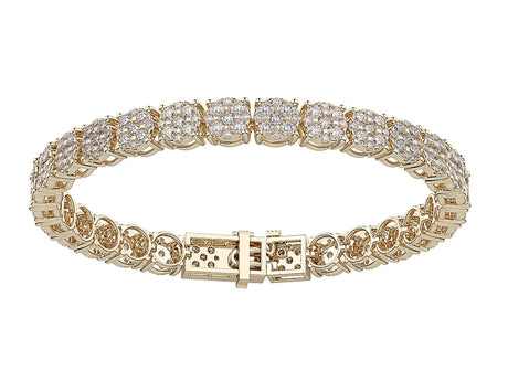 Lab Created CVD Diamond Cluster Tennis Bracelet 4ctw-7 1/2 ctw, 7 or 8" 10kt Gold