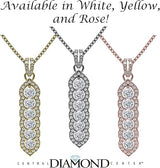 Central Diamond Center Elegant Vertical Tower Pendant Necklace with Sparkling Round Stones – Statement Jewelry for Women – Gift for Anniversary, Birthday, Valentine’s – Fashion Jewelry for Women