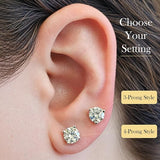 Lucita Simulated Birthstone Stud Earrings with Solid 14K Gold Posts & Sterling Silver Basket