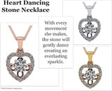 Central Diamond Center Heart Dancing Gemstone Necklace for Women in 925 Sterling Silver w/Pure Brilliance Zirconia