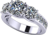 Central Diamond Center 3 Stone Past Present Future Ring your choice Gold-Silver Cz-2.50ctw & 3.50ctw
