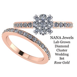 Lab Created CVD Diamond Cluster Center Wedding Bridal Set 10kt Gold