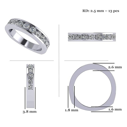 Anniversary Band Ring Channel Set w/ 0.75ctw Pure Brilliance Zirconia in Silver, 10K, or 14K Gold