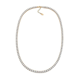 Central Diamond Center Sterling Silver & Graduated CZ 3 or 4 prongs Tennis Necklace, 18", White, Yellow or Rose Gold Plated