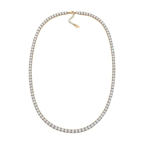 Central Diamond Center Sterling Silver & Graduated CZ 3 or 4 prongs Tennis Necklace, 18", White, Yellow or Rose Gold Plated