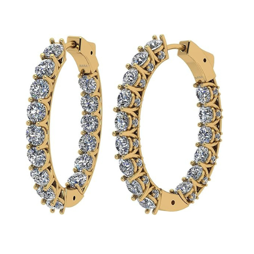 Central Diamond Center Zsa Zsa Oval or Round Hoop Earrings Solid 925 Sterling Silver w/Pure Brilliance Zirconia, Simulated Diamond Hoops